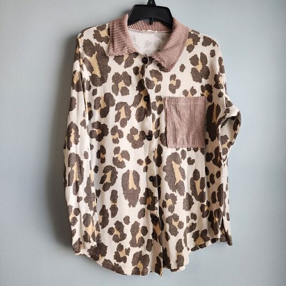 REB in J Leopard Print Button Down - Picture 1 of 10